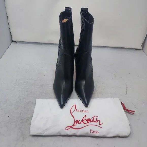 Christian Louboutin Santigag Black Leather Western Boot - Picture 7 of 11